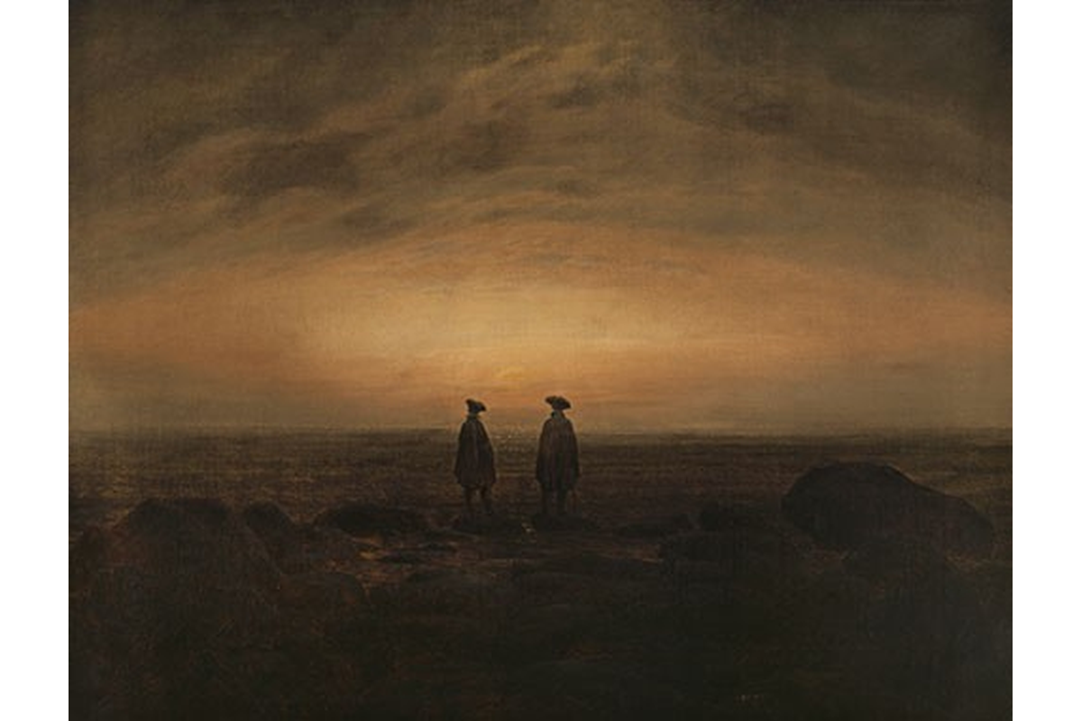 Kunstdruck Friedrich: Zwei Männer am Meer bei Mondaufgang